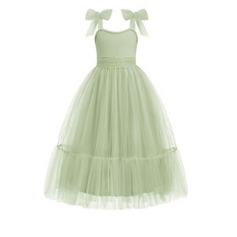 Arshiner Girls Dresses Summer Sleeveless Bowtie Straps Birthday Party Long Tulle Dress