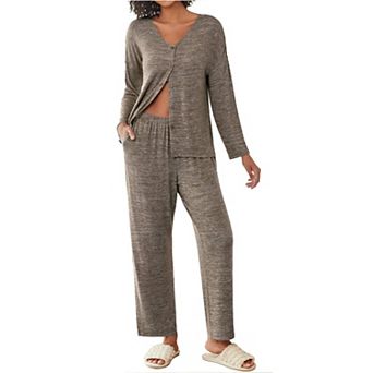 Ekouaer Womens Pajama Sets Button Up Long Sleeve Pajamas Lounge Set Two Piece Sleepwear