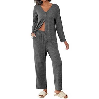 Ekouaer Womens Pajama Sets Button Up Long Sleeve Pajamas Lounge Set Two Piece Sleepwear