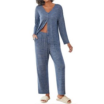 Ekouaer Womens Pajama Sets Button Up Long Sleeve Pajamas Lounge Set Two Piece Sleepwear