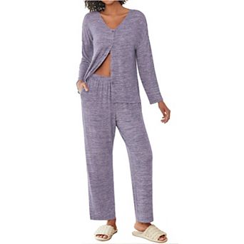 Ekouaer Womens Pajama Sets Button Up Long Sleeve Pajamas Lounge Set Two Piece Sleepwear
