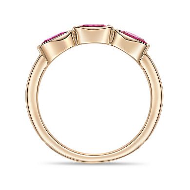 Gemminded Sterling Silver Lab-Created Gemstone 3-Stone Ring