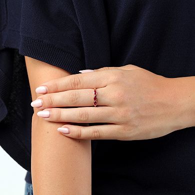 Gemminded Sterling Silver Lab-Created Gemstone 3-Stone Ring