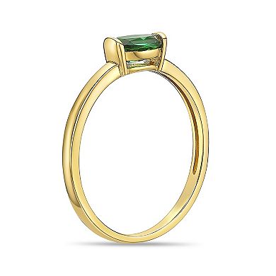 Gemminded 18k Gold Over Sterling Silver Oval Lab-Created Emerald Bezel Ring