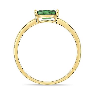 Gemminded 18k Gold Over Sterling Silver Oval Lab-Created Emerald Bezel Ring