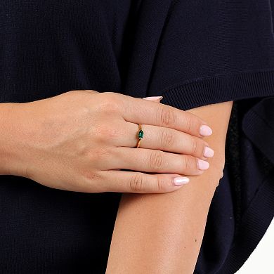 Gemminded 18k Gold Over Sterling Silver Oval Lab-Created Emerald Bezel Ring