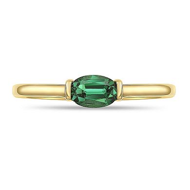 Gemminded 18k Gold Over Sterling Silver Oval Lab-Created Emerald Bezel Ring