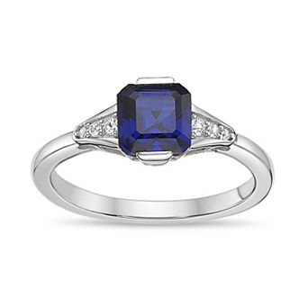 Gemminded Sterling Silver Lab-Created Sapphire & White Sapphire Split Shank Ring