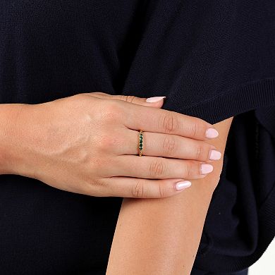 Gemminded 18k Gold Over Sterling Silver Round Lab-Created Emerald Scalloped Ring