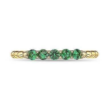 Gemminded 18k Gold Over Sterling Silver Round Lab-Created Emerald Scalloped Ring
