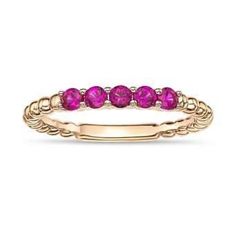 Gemminded Sterling Silver Lab-Created Gemstone Scalloped Ring