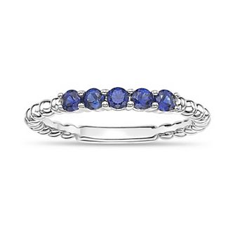 Gemminded Sterling Silver Lab-Created Gemstone Scalloped Ring