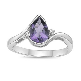 Gemminded Sterling Silver Amethyst & Lab-Created White Sapphire Bypass Ring