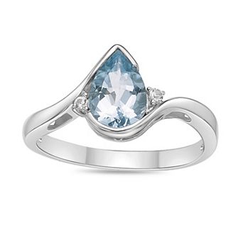 Gemminded Sterling Silver Bypass Gemstone & Lab-Created White Sapphire Ring