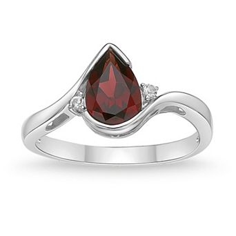 Gemminded Sterling Silver Bypass Gemstone & Lab-Created White Sapphire Ring