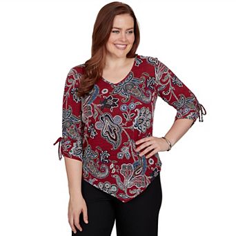 Women's Alfred Dunner Knit Paisley Tie Sleeve Top