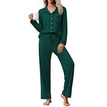 Ekouaer Womens Pajama Sets Classic Long Sleeve Button Down Sleepwear Soft Pajamas Lounge Sets