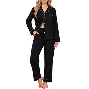 Ekouaer Womens Pajamas Set Cotton Pajamas Long Sleeve Tops and Pants Two Piece Lounge Set