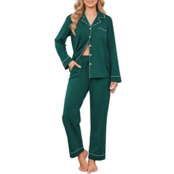 Ekouaer Womens Pajamas Set Cotton Pajamas Long Sleeve Tops and Pants Two Piece Lounge Set