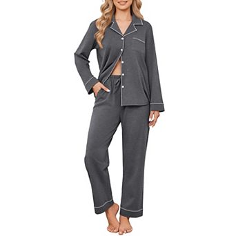 Ekouaer Womens Pajamas Set Cotton Pajamas Long Sleeve Tops and Pants Two Piece Lounge Set