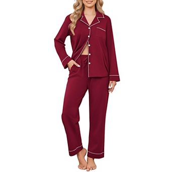 Ekouaer Womens Pajamas Set Cotton Pajamas Long Sleeve Tops and Pants Two Piece Lounge Set