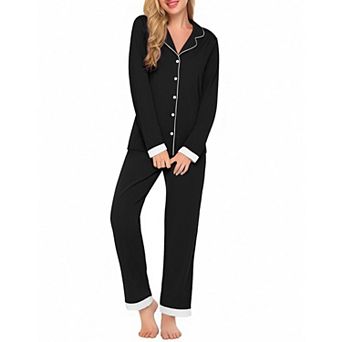 Ekouaer Womens Two Piece Long Sleeve Top and Pants Nightwear Pajama Sets V Neck Loungewear