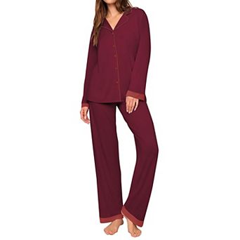 Ekouaer Womens Two Piece Long Sleeve Top and Pants Nightwear Pajama Sets V Neck Loungewear