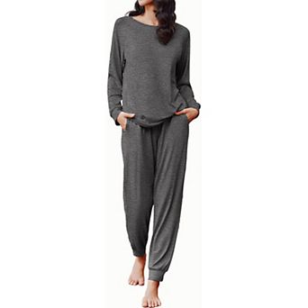Ekouaer Comfy Pajamas Set Housewear Suit Sleepwear Soft Loungewear Winter