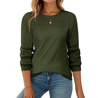 Zeagoo Fall Sweaters for Women Casual Crewneck Knit Long Sleeve Loose Pullover Sweater Outfits Tops