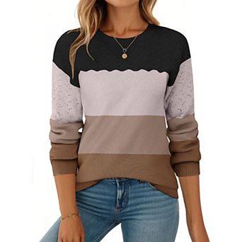 Zeagoo Fall Sweaters for Women Casual Crewneck Knit Long Sleeve Loose Pullover Sweater Outfits Tops