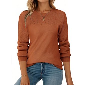 Zeagoo Fall Sweaters for Women Casual Crewneck Knit Long Sleeve Loose Pullover Sweater Outfits Tops