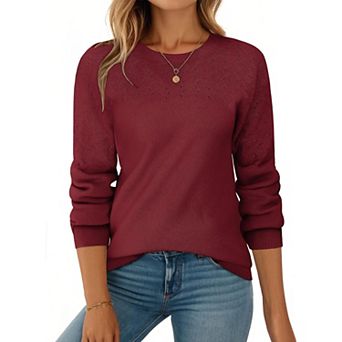 Zeagoo Fall Sweaters for Women Casual Crewneck Knit Long Sleeve Loose Pullover Sweater Outfits Tops