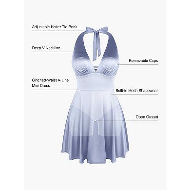 Popilush Shapewear Halter Fit & Flare Mini Dress
