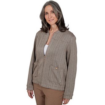 Women's Alfred Dunner Herringbone Stripe Bomber Jacket