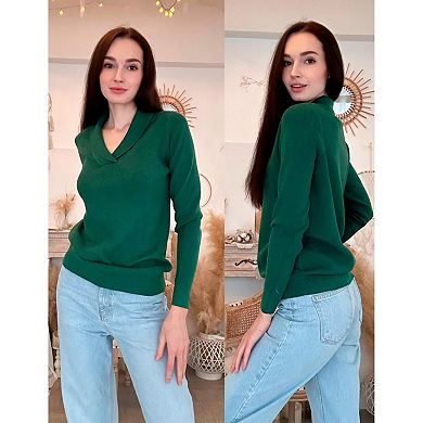 Zeagoo Womens Collared V Neck Long Sleeve Knit Tunic Sweaters Business Casual Fall Pullover Tops