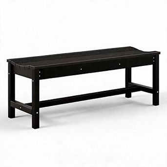 Outdoor bench with a curved seat, made from HDPE, with a weight capacity of up to 800 pounds