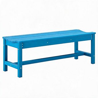 Outdoor bench with a curved seat, made from HDPE, with a weight capacity of up to 800 pounds