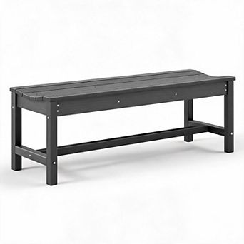 Outdoor bench with a curved seat, made from HDPE, with a weight capacity of up to 800 pounds