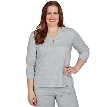 Women's Alfred Dunner Floral Soutache Embellished Henley Top