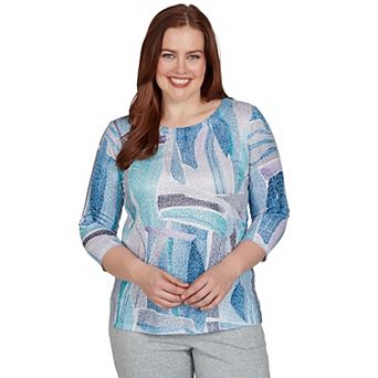Women's Alfred Dunner Abstract Patchwork Burnout Animal Print Top
