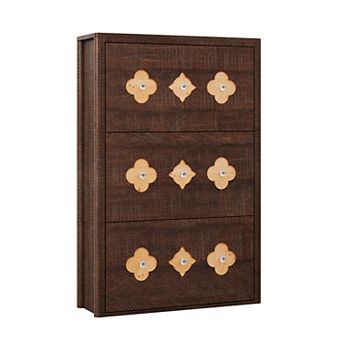  Shoe Cabinet with 3 Flip Drawers, Shoe Storage Cabinet,Wooden Shoe Organizer Cabinet for Entryway