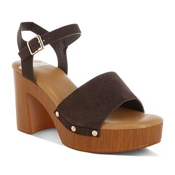 Rag & Co Daniela Women's Genuine Suede Leather High Block Sandals