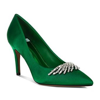 Rag & Co Rhodolia Women's Satin Pumps Diamante Brooch Detail