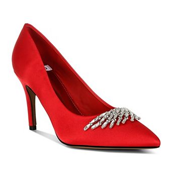 Rag & Co Rhodolia Women's Satin Pumps Diamante Brooch Detail