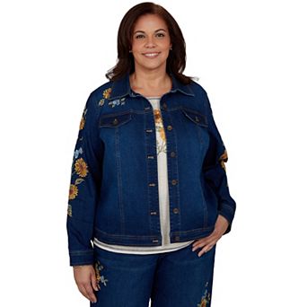 Plus Size Alfred Dunner Embroidered Denim Jacket