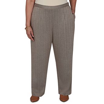 Plus Size Alfred Dunner Regent Street Knit Herringbone Stripe Short Length Pants