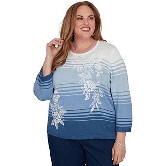 Plus Size Alfred Dunner Floral Embroidered Sweater