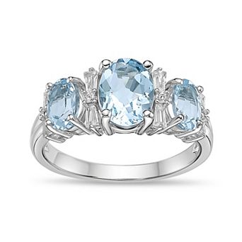 Gemminded Sterling Silver Gemstone & Lab-Created White Sapphire 3-Stone Ring