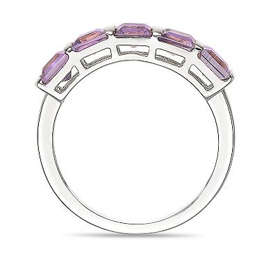 Gemminded Sterling Silver Square Gemstone Bezel & Prong Ring