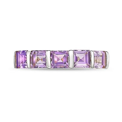 Gemminded Sterling Silver Square Gemstone Bezel & Prong Ring